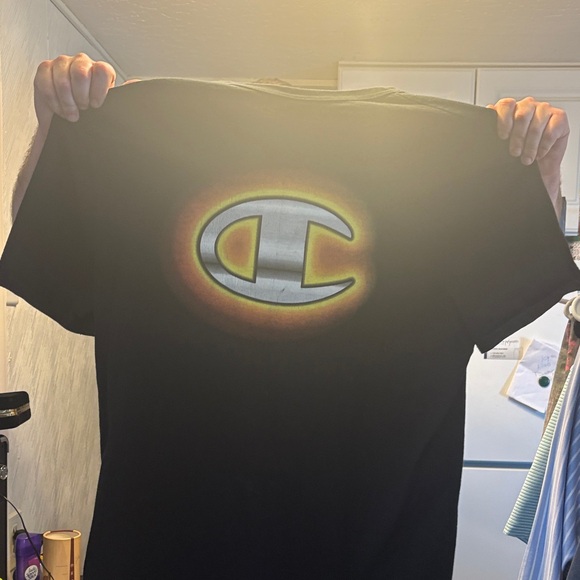 Champion Black Tee with Multicolor Logo - Picture 2 of 2
